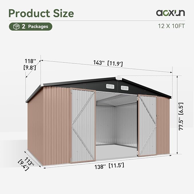Aoxun 12x10 FT Shed Outdoor Storage Shed - Image 8