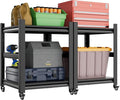 2 Sets Garage Shelving with Wheels and fences Unit 2 Tier Heavy Duty Storage by Unknown