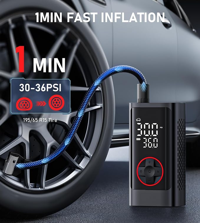 Tire Inflator Portable Air Compressor, 150PSI Cordless Air Pump - Image 2