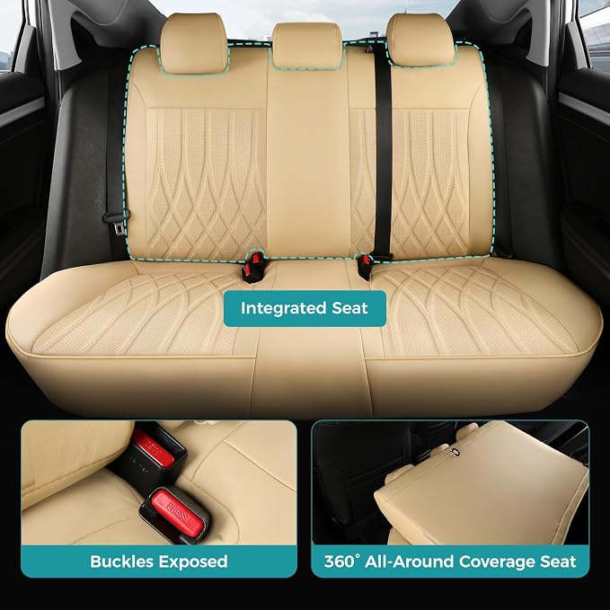 Seat Covers for Honda Civic Sedan LX 2016 2017 2018 2019 2020 2021, Faux - Image 4
