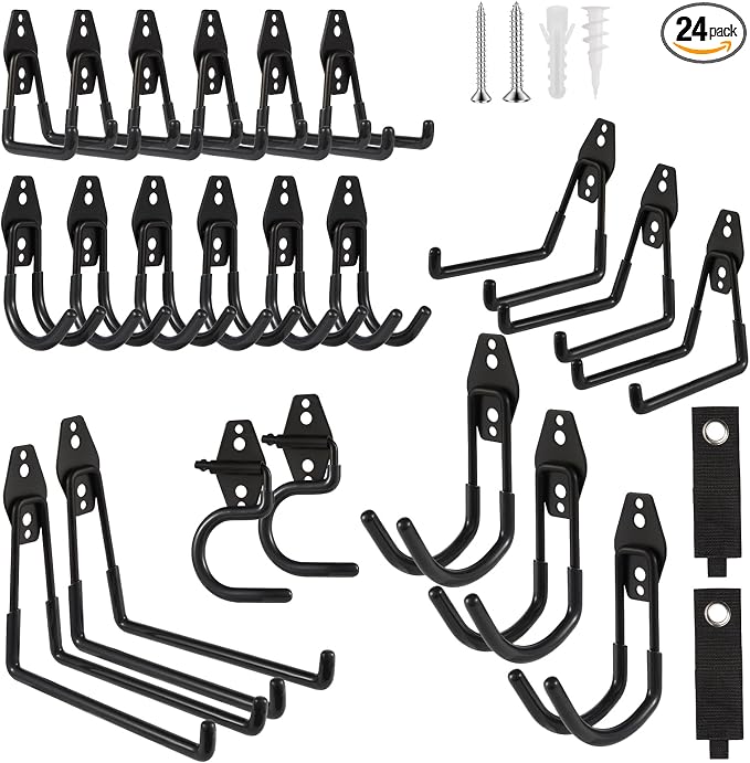 Garage Hook Heavy Duty Wall Storage Hangers, 24 Pack Garage Storage Hooks Steel by Unknown