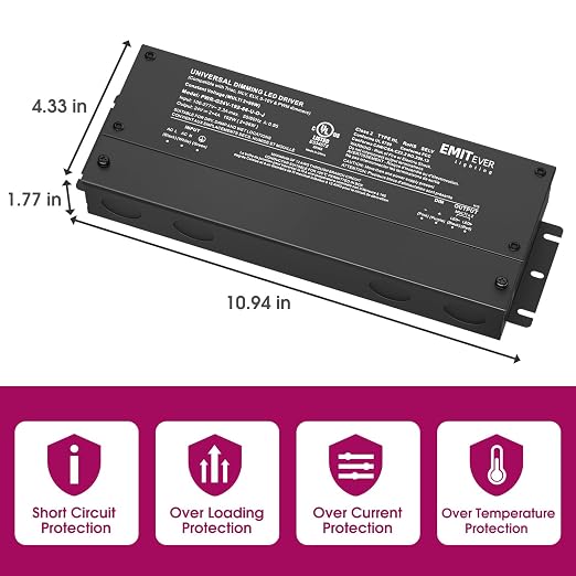 EMITEVER 192W Dimmable LED Driver, 24V 5-in-1 Dimmable Power Supply, 2-Channels - Image 3