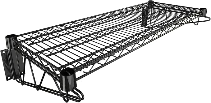 14" x 36" Black Epoxy Wire Wall Mount Shelf by Krollen+Industrial