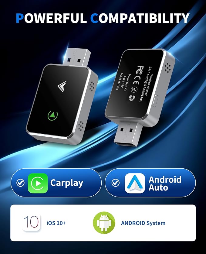 Wireless CarPlay Adapter, 2025 Upgraded 2-in-1 Mini Size CarPlay & Android Auto - Image 8