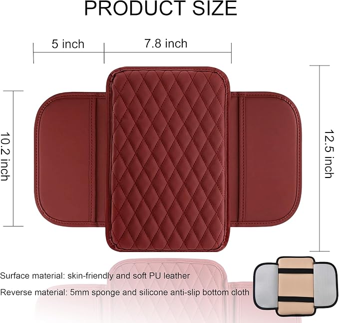 Car Center Console Cover, Upgraded Leather Armrest Seat Box Cover - Image 2