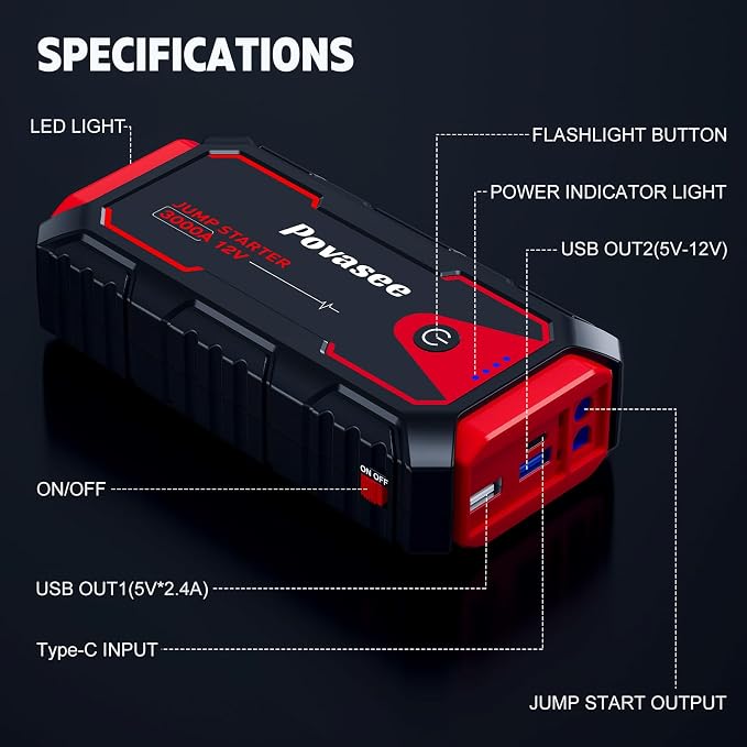 Jump Starter 3000A Car Jumper Starter, 12V Jump Box - Image 7