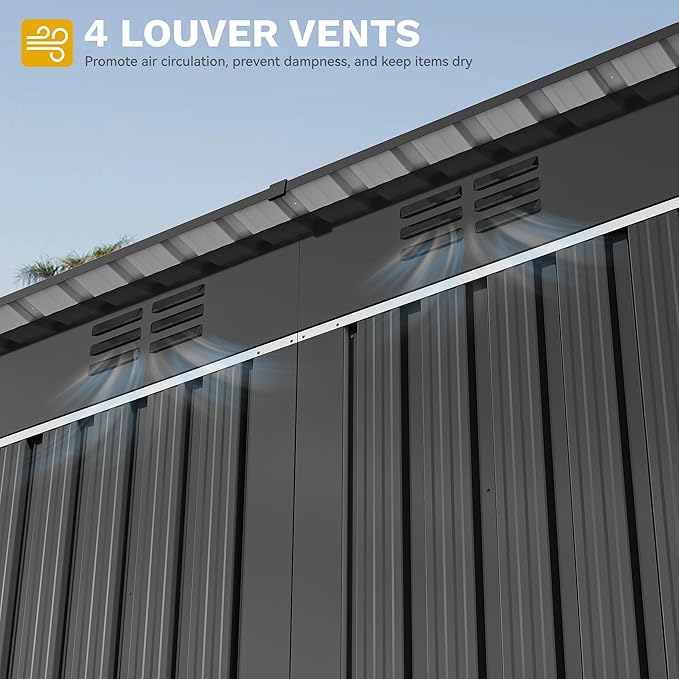 DWVO 9.1x4.2ft Metal Outdoor Storage Shed - Image 6