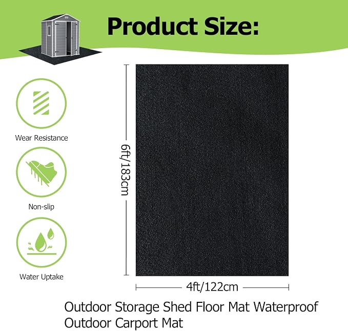 Outdoor Storage Shed Floor Mat, 6 * 4FT Waterproof Washable Garden Flooring Pad - Image 2