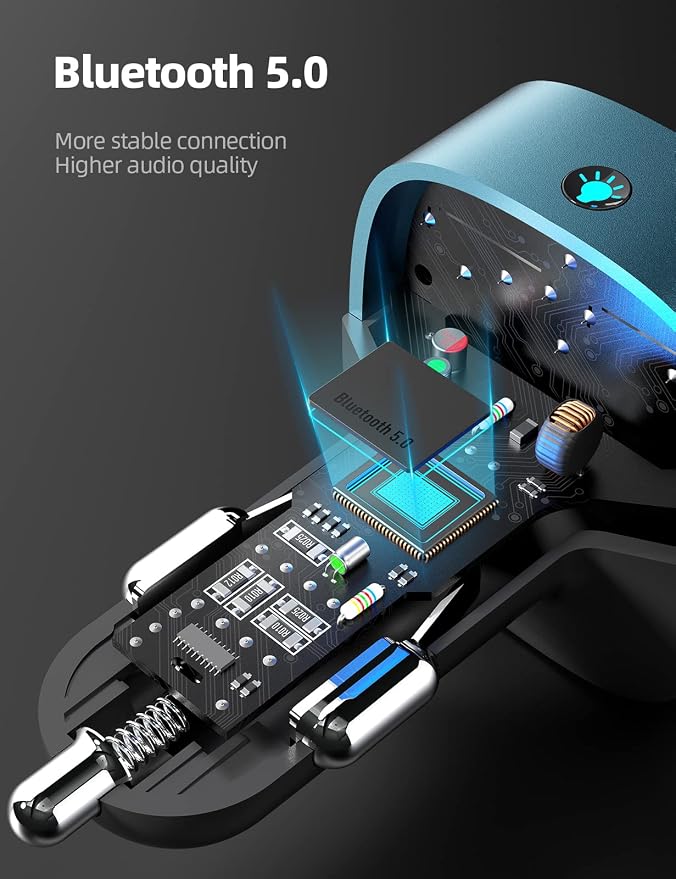 Nulaxy Bluetooth FM Transmitter, MP3 Player Support, TF Card & USB Disk - Image 6