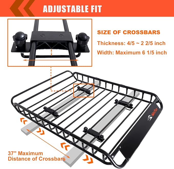 MeeFar Roof Rack Carrier Basket Universal Rooftop 51" X 36" X 5" + Waterproof - Image 6