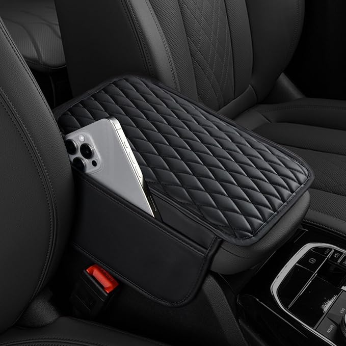 Car Center Console Cover, Upgraded Leather Armrest Seat Box Cover by SAMGCHI