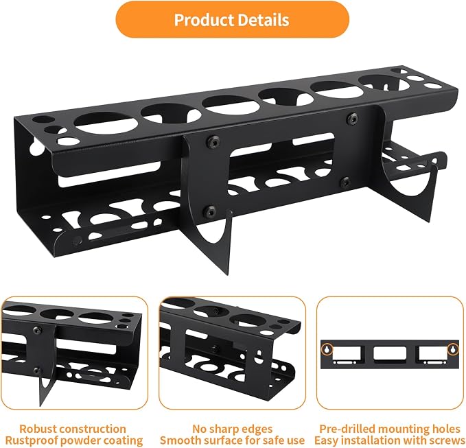 Caulking Gun Holder, Metal Caulk Tube Storage Rack, Wall Mount Caulking Tools - Image 6