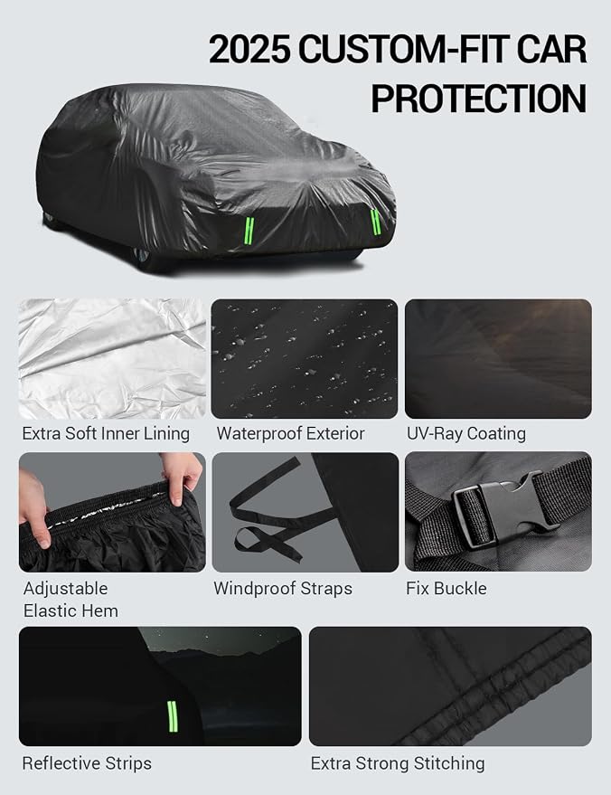 Proadsy Car Cover Custom Fit for Dodge Challenger 2008-2025, Windproof - Image 8