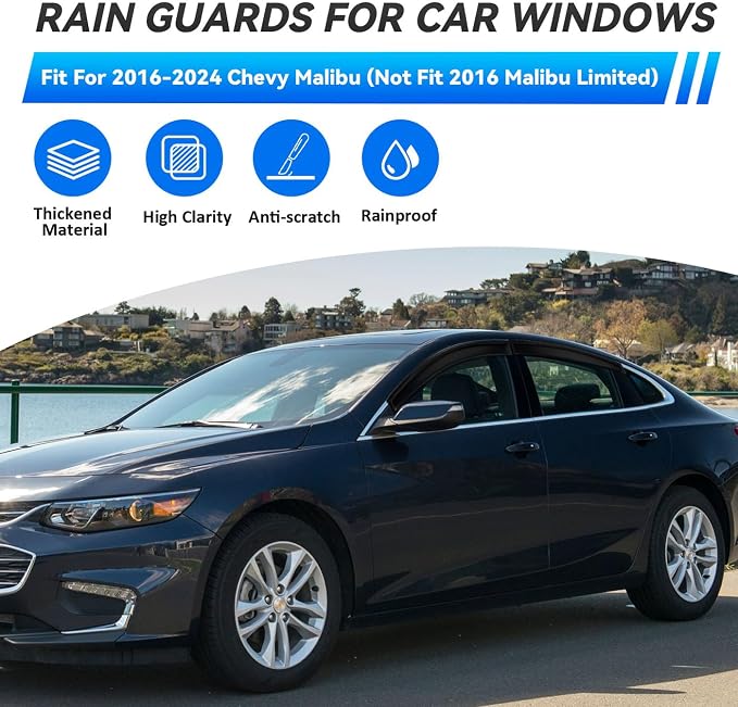 4pcs Front+Rear Smoke Tint Sun/Rain Guard Outside Mount Tape-On Vent Window - Image 2