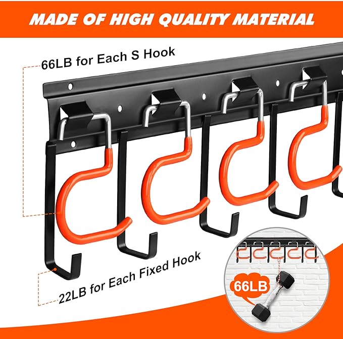 68'' All Metal Garden Tool Organizer Wall Mount Garage Organizers and Storage - Image 3