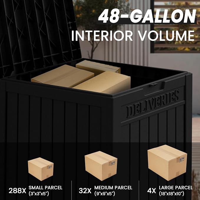 55 Gallon Lockable Resin Deck Box, Waterproof & UV-Resistant Outdoor Storage Box - Image 3