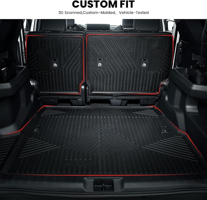 LASFIT Trunk&Seatback Mats for Toyota 4Runner 2013-2024, All Weather TPE Custom - Image 2