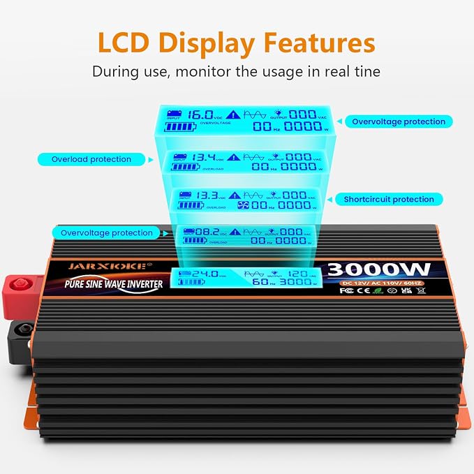 3000 Watt Pure Sine Wave Power Inverter 24V DC to 110V 120V Converter - Image 2