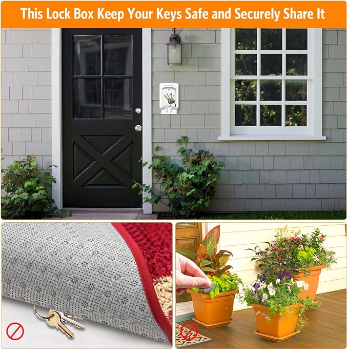 Key Lock Box Wall Mounted, Fayleeko 4 Digit Combination Lockbox - Image 3