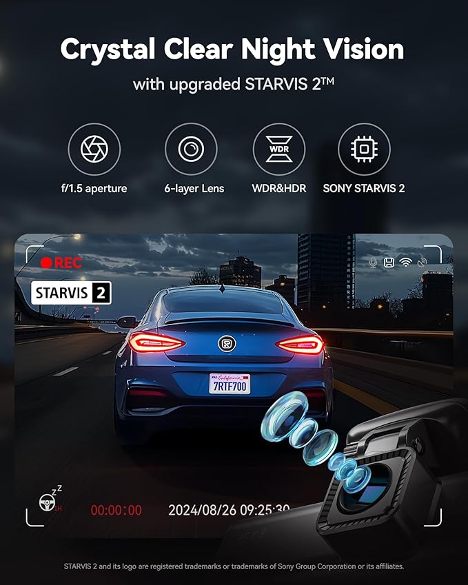 REDTIGER 4K Dash Cam Front and Rear, STARVIS 2 Sensor, 64GB Card Included - Image 3