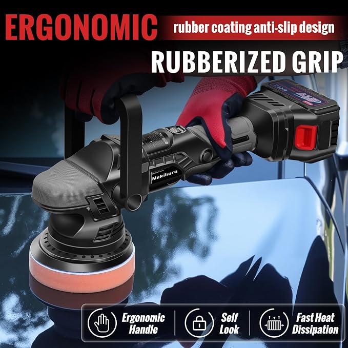 Cordless Buffer Polisher, 5 Inch Random Orbital Car Polisher Waxer, 6 Variable - Image 6