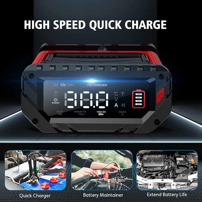 30-Amp Car Battery Charger, 6V/12V/24V Smart Automatic Automotive Charger - Image 7