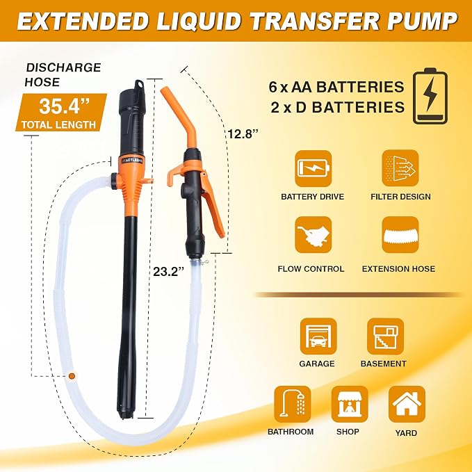 Portable Power Battery Pump, Battery Powered Electric Siphon Pump - Image 2
