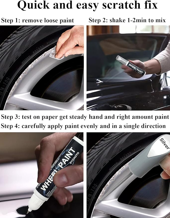SYOAUTO Gloss Black Rim Touch Up Paint, Car Wheel Scratch Repair Touch Up Paint - Image 5