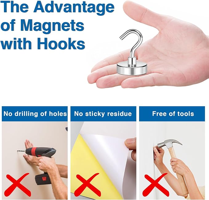 LOVIMAG Magnetic Hooks for Cruise Cabins, 80LBS Magnet Hooks Heavy Duty for - Image 7