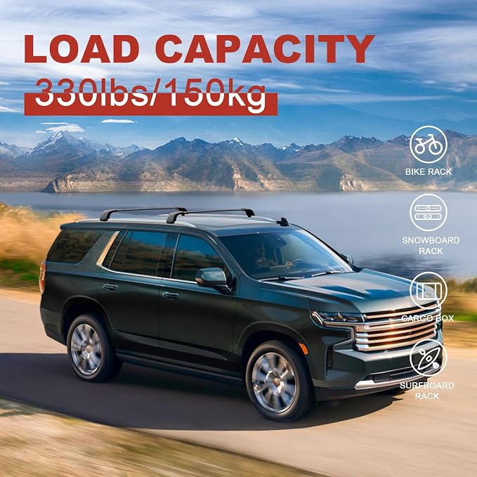 KINGGERI Lockable 330lbs Roof Rack Cross Bars Compatible - Image 3