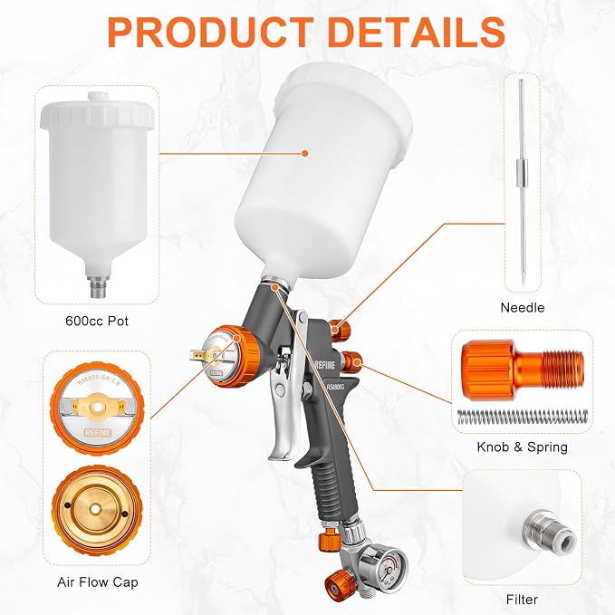 REFINE Air Spray Gun, Auto Paint Gun - Image 7