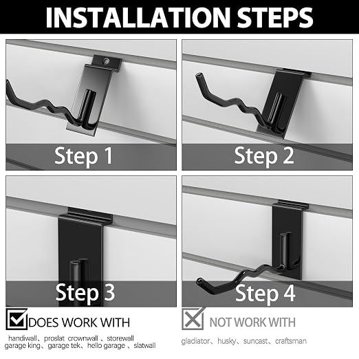 3-H Black Steel Slatwall Hooks, 10 Pack, 4.7 Inch, Heavy Duty, Wave Shape - Image 7