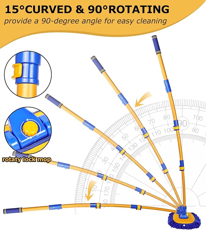 anngrowy 56.7" Car Wash Brush Mop Kit Mitt Sponge - Image 5