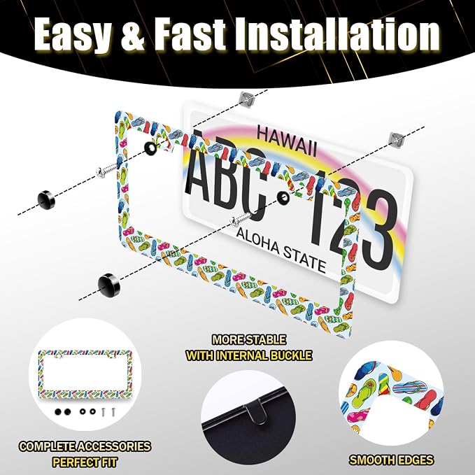 Flip Flops License Plate Frame Beach License Plate Holder Stainless Steel - Image 5