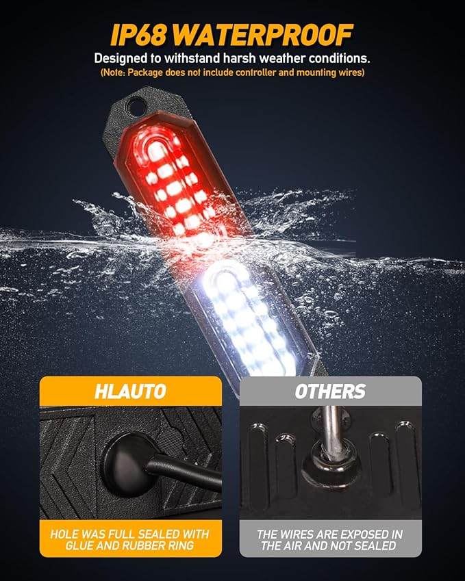 HLauto 1200T Emergency Strobe Grille Lights: 8pcs 12 LED Sync Feature Safety - Image 4