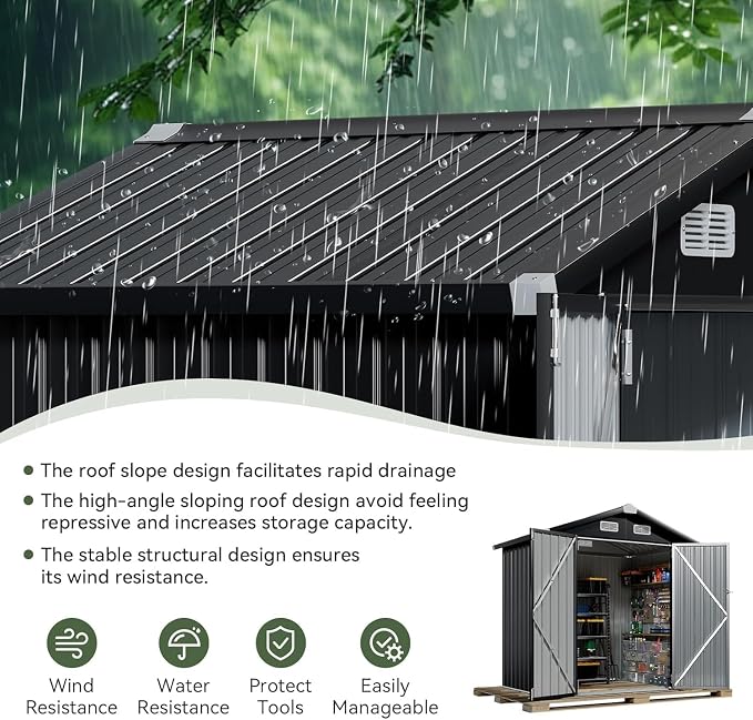 Aoxun 6.2x4 FT Shed Outdoor Galvanized Storage Shed - Image 4
