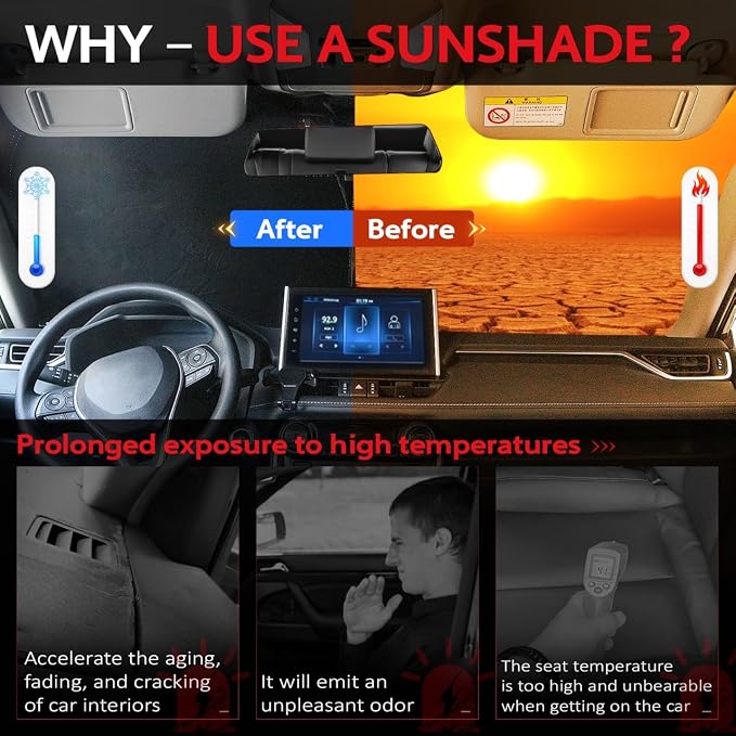 KAYZT Windshield Sun Shade for Toyota RAV4 2019-2025 RAV-4 Foldable Sunshade - Image 4