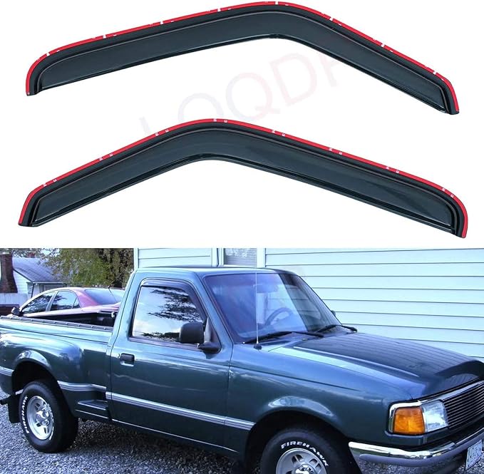 Set of 2 in Channel Front Doors Smoke Sun/Rain Guard Wind Deflector Tape-On by LQQDP