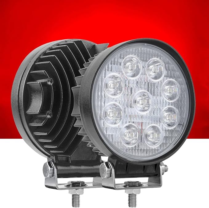 27W Spot Red Round Work LED Light Fog Offroad Off Road Lights Driving Lamp by AUXMOTEC