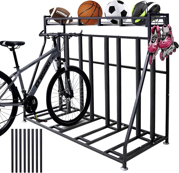 4 Bike Stand Rack with Storage – Bike Rack Floor Stand- Garage Organizer - Image 9
