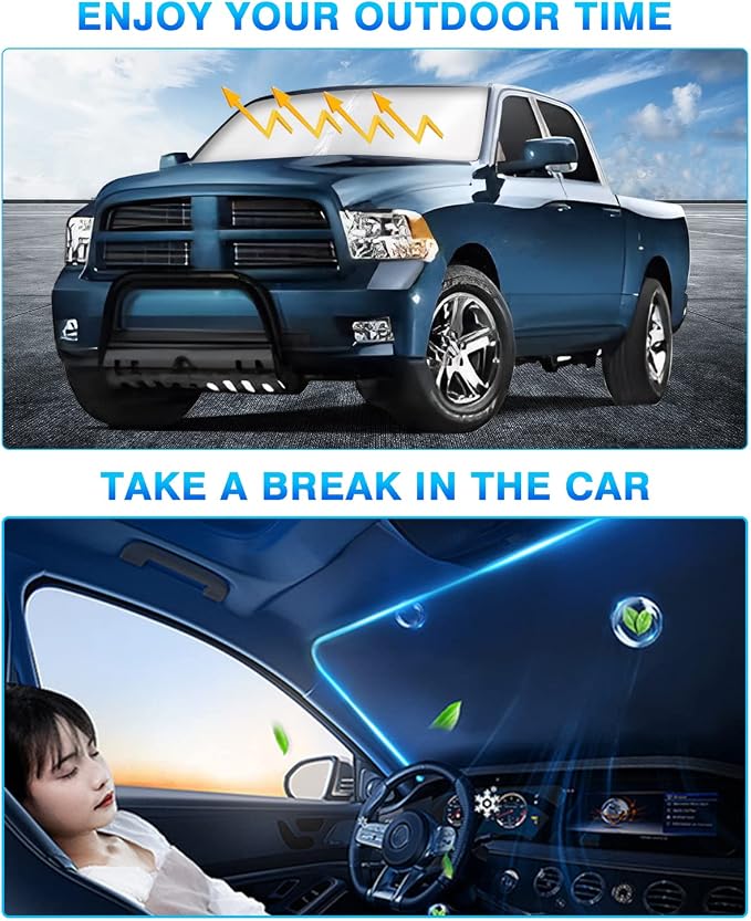 KUST Windshield Sun Shade for Ram 1500 2011-2018 Window Shade Sun Visor Cover - Image 7