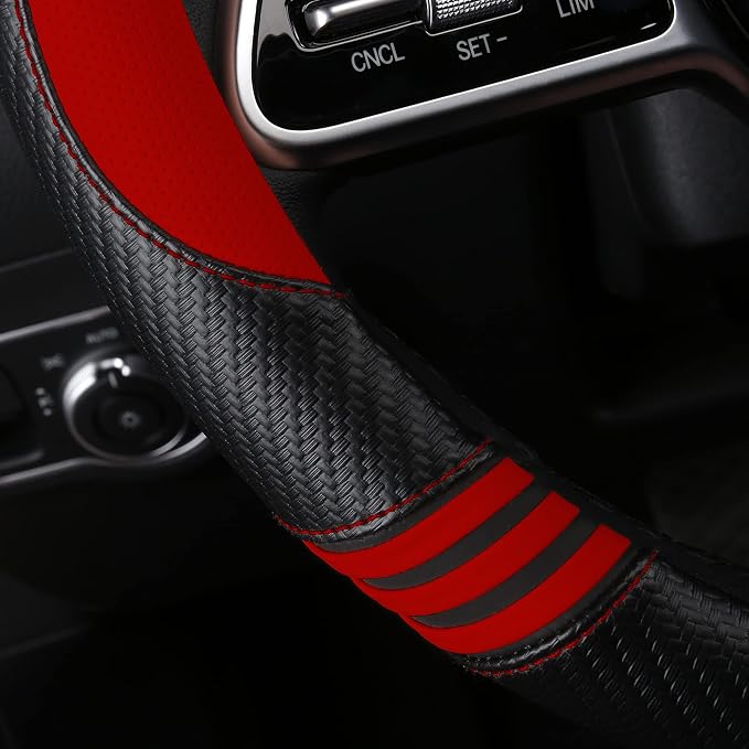 Car Steering Wheel Covers for Women Padded Carbon Fiber PU Leather Cute Auto - Image 4