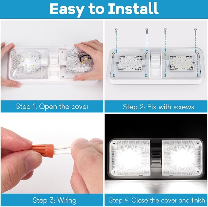 8 Pack RV Lights Interior 12V Led 8W Ceiling Double Dome Light 600 Lumen - Image 5