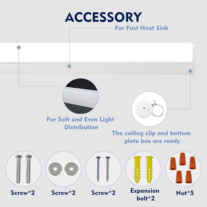 6PK 4FT LED Shop Light，Led Garage Ceiling Lights, LED Workbench Light，LED - Image 2