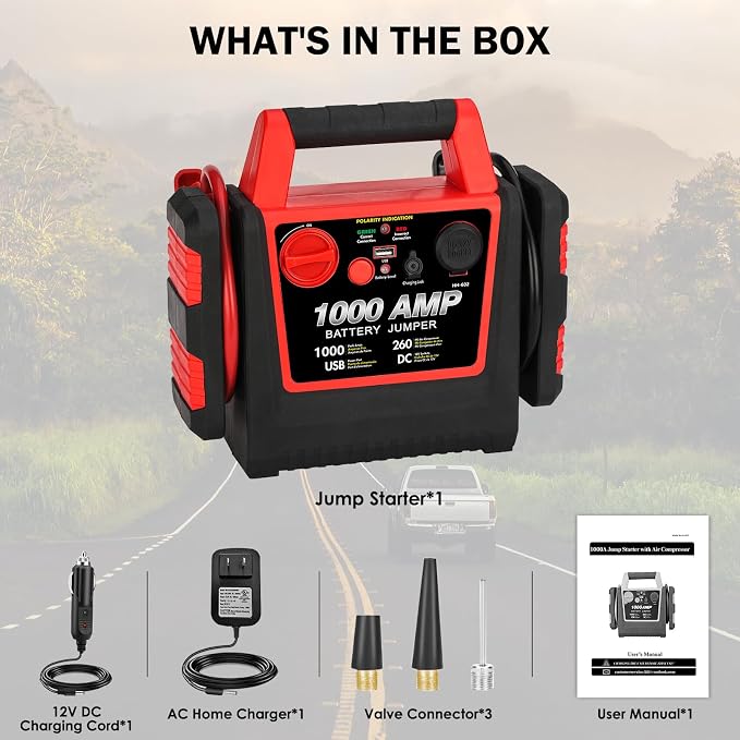 Car Battery Jump Starter-1000Amp 12V Lead-Acid Battery Jump Box - Image 7
