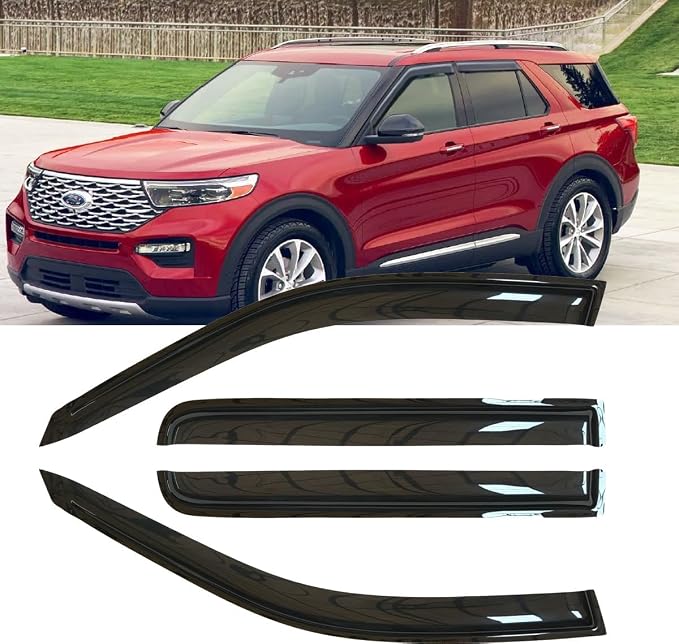 4pcs Original Shatterproof Rainproof Outside Mount Style Side Wind Deflectors by Deebior