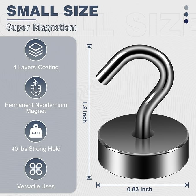 Neosmuk Magnetic Hooks, Cruise Ship Essentials, 40lb+ Heavy Duty Magnetic Hooks - Image 6