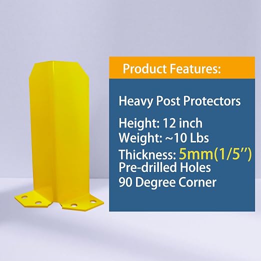 Pallet Rack Post Protectors 12" Height Steel Pallet Rack Guard, Safety Yellow - Image 2