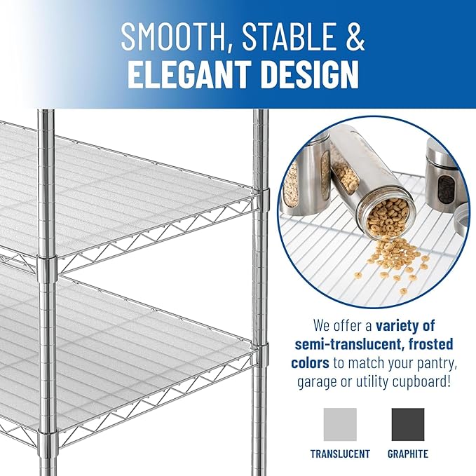 Shelf Liners for Wire Shelf System: Set of 5 in Clear: 24 x 60 inch: Plastic - Image 6