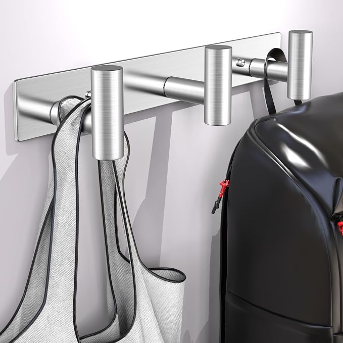 Wall Mounted Coat Rack-3 Hooks, Heavy Duty Stainless Steel Hook Rail - Image 3